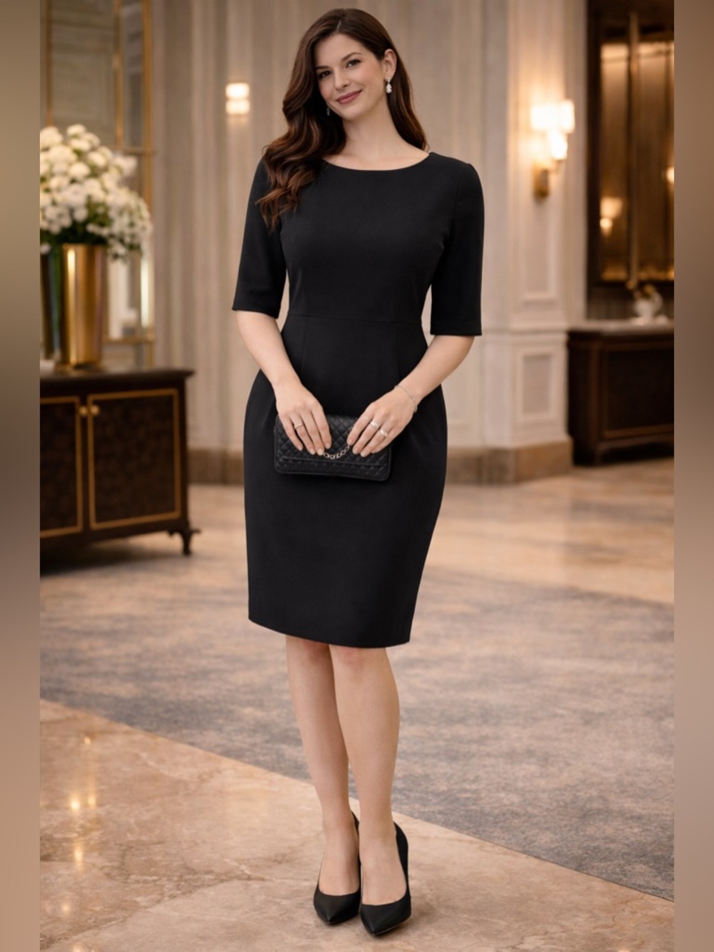 Banana Republic Black Midi Sheath Dress